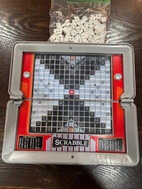 Scrabble Travel Game Board - Gray and Red